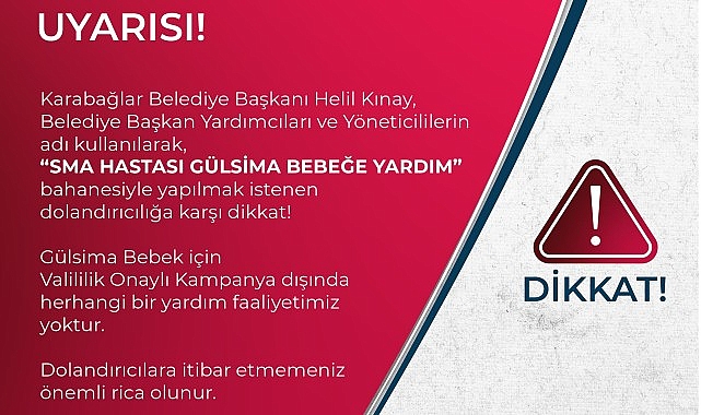 Karabağlar Belediyesi’nden dolandırıcılık uyarısı