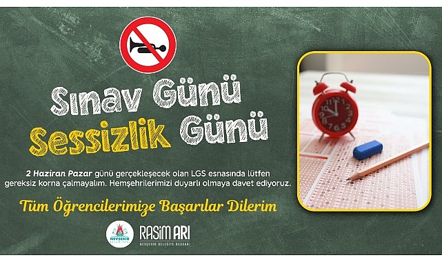 Nevşehir Belediye Başkanı Rasim Arı, hafta sonu Liselere Geçiş Sistemi (LGS) kapsamındaki merkezi imtihana girecek öğrencilere muvaffakiyetler diledi