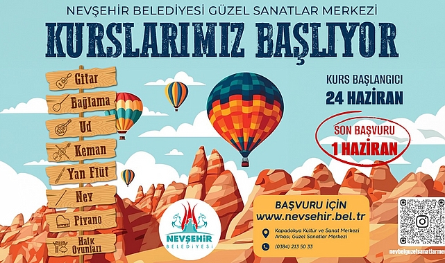 Nevşehir’de çocuk ve gençleri sanatla buluşturan Nevşehir Belediyesi Hoş Sanatlar Merkezi’nde açılacak olan yaz devri kursları için kayıtlar başladı