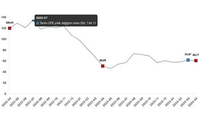 Tüik: Tarım eserleri üretici fiyat endeksi (Tarım-ÜFE) yıllık %60,77 arttı, aylık %2,71 arttı