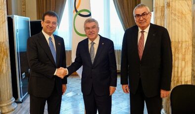 Ekrem İmamoğlu, Uluslararası Olimpiyat Komitesi Başkanı Thomas Bach ile Romanya’nın başşehri Bükreş’te bir ortaya geldi